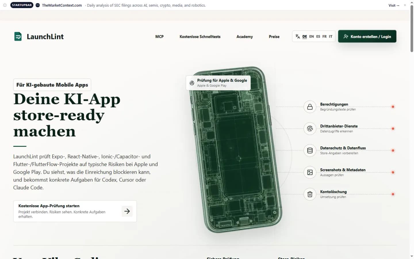 LaunchLint Startseite